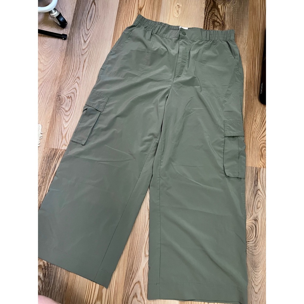 OFFLINE by Aerie Womens Olive Green Wide Leg Cargo Pants Size Large Gorpcore